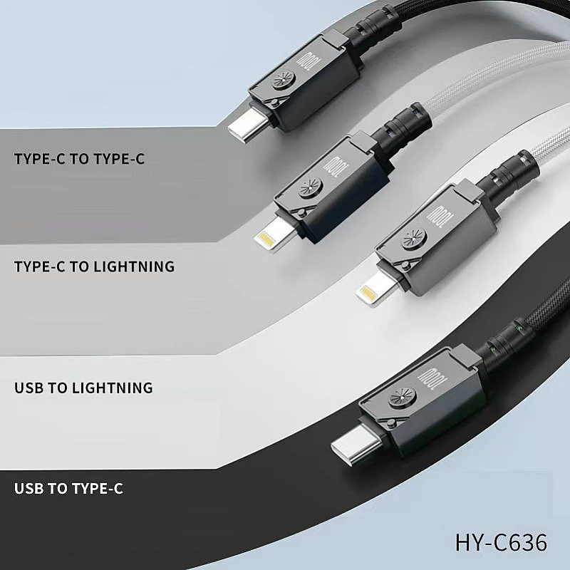 HY-C636t Καλώδιο Γρήγορης Φόρτισης και Μεταφοράς Δεδομένων USB A σε Type C 100W σε μαύρο χρώμα