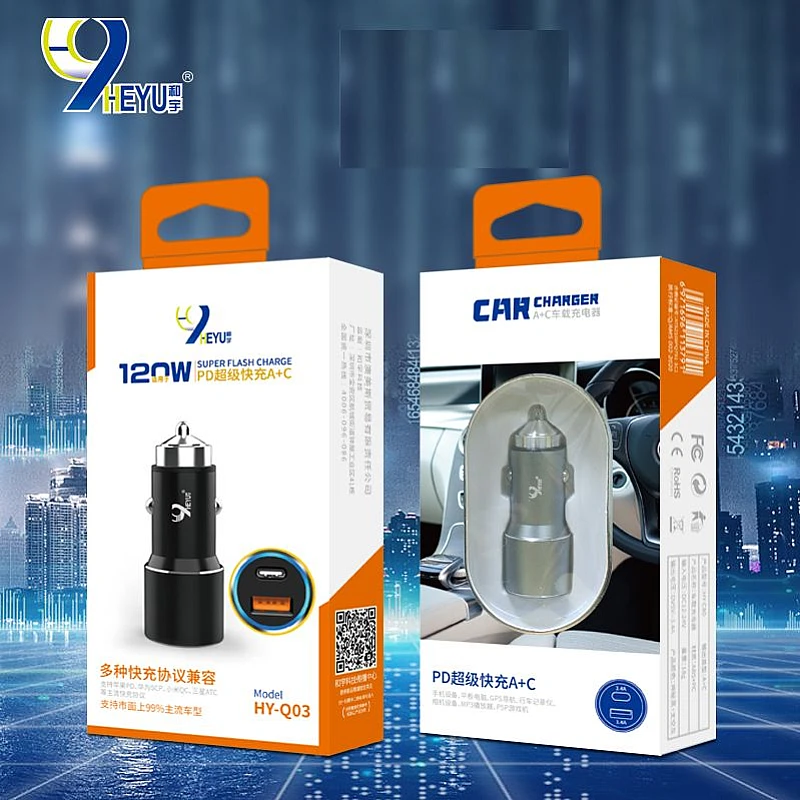 HY-Q03 Φορτιστής αυτοκινήτου car charger  usb και Type C 3.4A quick charge OEM