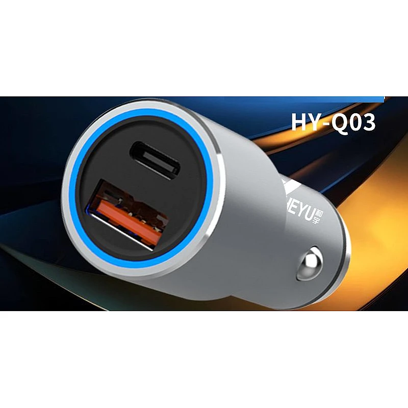 HY-Q03 Φορτιστής αυτοκινήτου car charger  usb και Type C 3.4A quick charge OEM