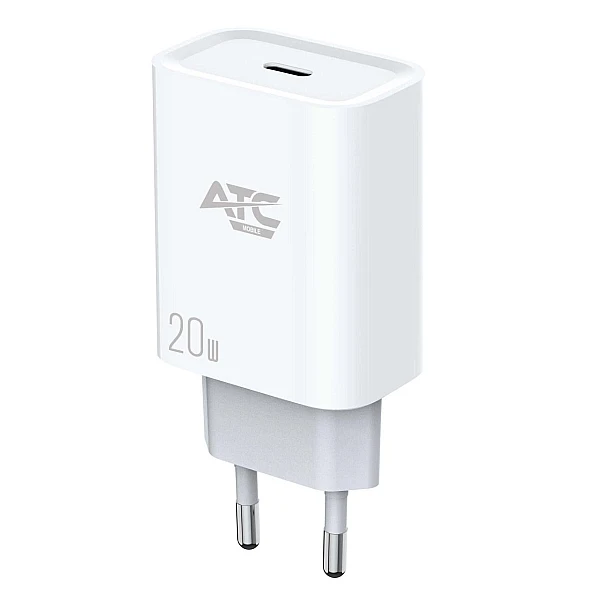 ATC-CHF4 PD 20W Ταχυφορτιστής για smartphone 5V/3A με Type-C Λευκός Χωρίς Καλώδιο