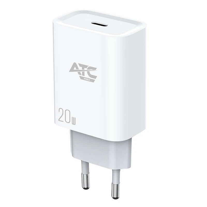 ATC-CHF4 PD 20W Ταχυφορτιστής για smartphone 5V/3A με Type-C Λευκός Χωρίς Καλώδιο