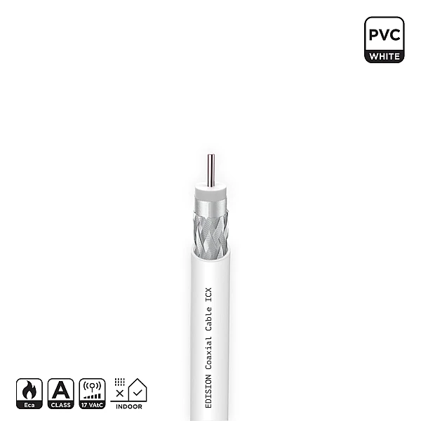 EDISION Ομοαξονικό καλώδιο Ψηφιακής και Δορυφορικής TV Coaxial ICX-100 CCS AL Eca PVC Λευκό 1m 