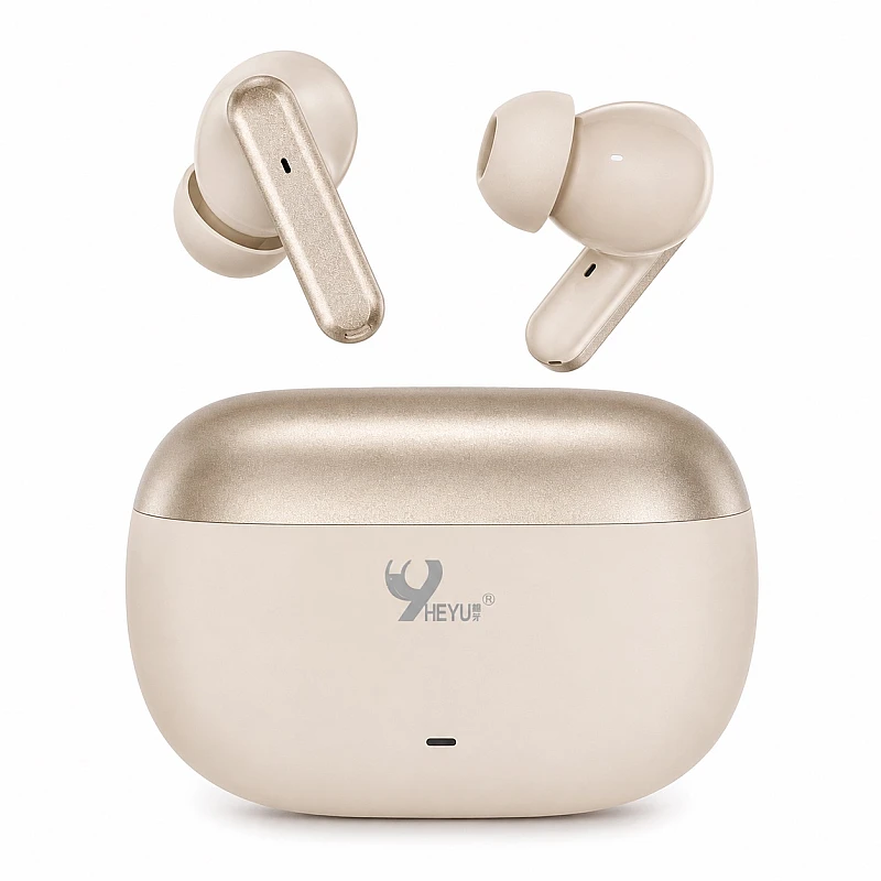 TWS HY-K148 Earbud Bluetooth Handsfree Ακουστικά με Θήκη Φόρτισης μπεζ-χρυσό OEM