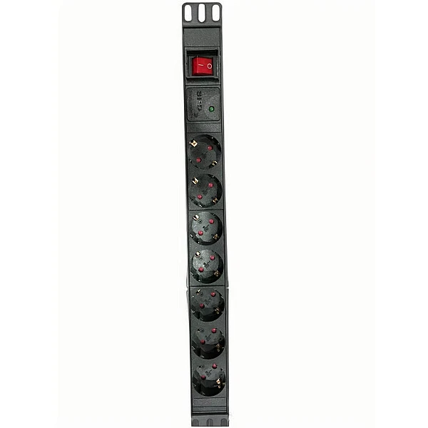 PDU-1U-8G-MS Πολύπριζο Για Rack 19" 1U 8 Θέσεων με Καλώδιο 1,8m Μαύρο OEM