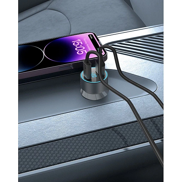 ATC CA09 Φορτιστής Αυτοκινήτου με 2 Θύρες USB-A & Type-C και LED Οθόνη 42.5W