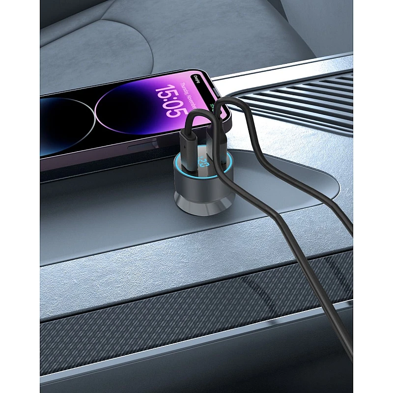 ATC CA09 Φορτιστής Αυτοκινήτου με 2 Θύρες USB-A & Type-C και LED Οθόνη 42.5W
