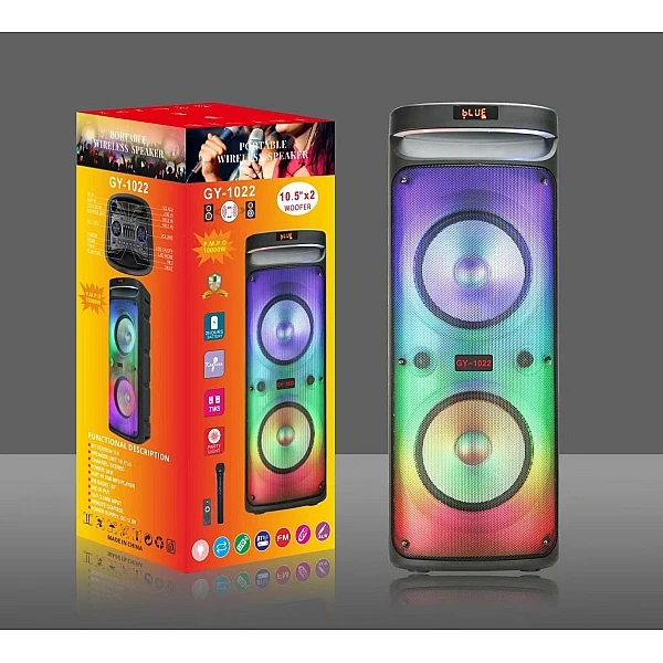 Φορητό Ηχείο Bluetooth 2x10.5' 50/1000watt RGB FM TWS GY-1022 KBQ