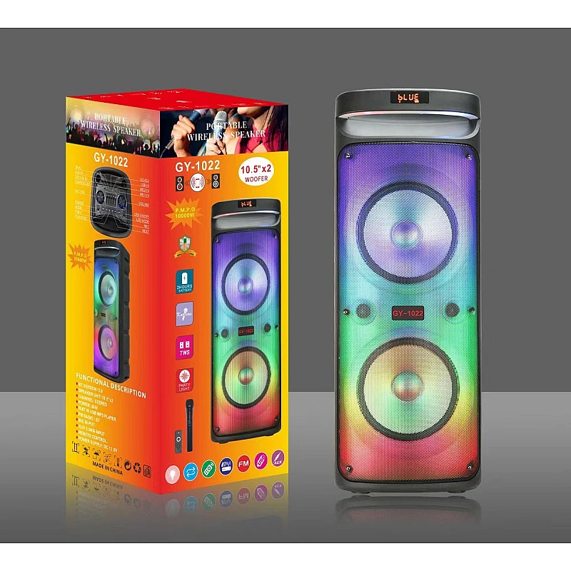 Φορητό Ηχείο Bluetooth 2x10.5' 50/1000watt RGB FM TWS GY-1022 KBQ