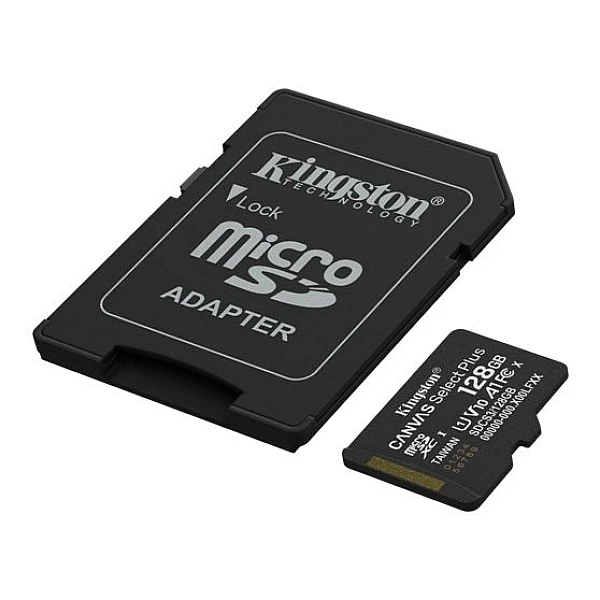 Κάρτα μνήμης microSD Kingston 128GB Canvas Select Plus 150MB/s UHS-I U1 class 10 V10 A1 +adapter