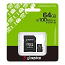 Κάρτα μνήμης microSD Kingston 64GB Canvas Select Plus 100MB/s UHS-I U1 class 10 V10 A1 (microSDXC) + adapter