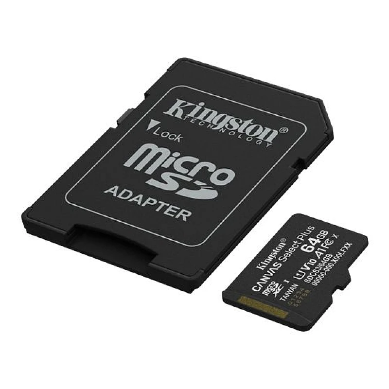 Κάρτα μνήμης microSD Kingston 64GB Canvas Select Plus 100MB/s UHS-I U1 class 10 V10 A1 (microSDXC) + adapter