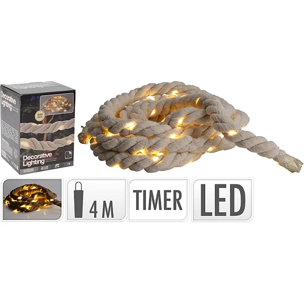 Διακοσμητική Γιρλάντα Σχοινί με 40 Λαμπάκια LED  Μπαταρίας AF5300190 H&S