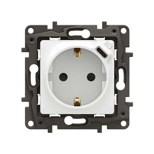 LEGRAND NILOE NP3312WH Σούκο Με ασφάλεια παιδιών 16A 250V και USB TYPE C1.5A 7.5W Λευκή