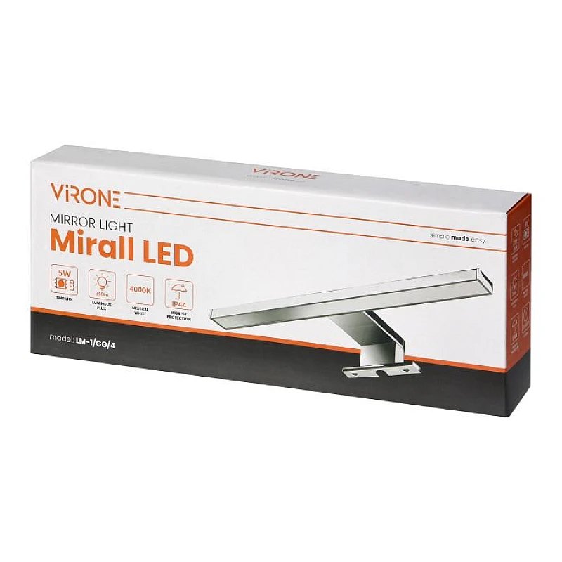 Φωτιστικό LED Καθρέπτη-Μπάνιου 5W 350lm 4000K IP44 30cm Χρώμιο LM-1/GG/4 VIRONE