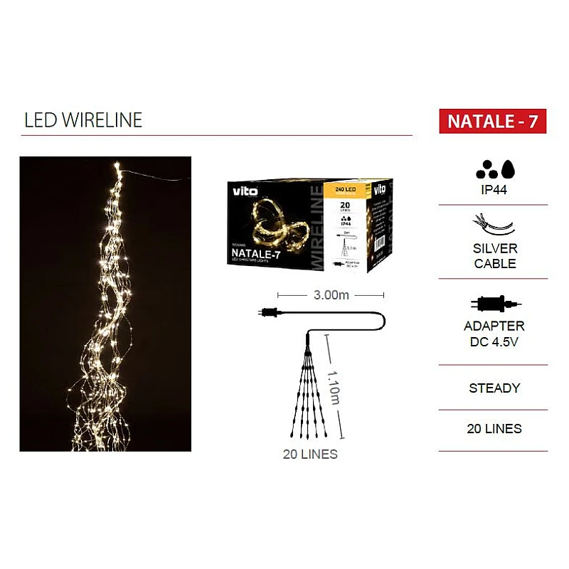 Χριστουγεννιάτικα λαμπάκια LED (Χταπόδι) 20 Lines 240Led με μετασχηματιστή Ip44 Θερμό λευκό IP44 NATALE-7 VITO 5620560 Χριστουγεννιάτικα λαμπάκια LED (Χταπόδι) 20 Lines 240Led με μετασχηματιστή Ip44 Θερμό λευκό IP44 NATALE-7 VITO 5620560