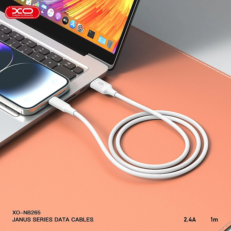 XO NB265 2.6A USB Καλώδιο Φόρτισης και Μεταφοράς δεδομένων JANUS SERIES για Lightning Άσπρο 1m XO NB265 2.6A USB Καλώδιο Φόρτισης και Μεταφοράς δεδομένων JANUS SERIES για Lightning Άσπρο 1m