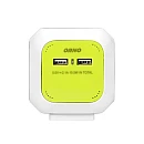 Πολύπριζο κύβος 4 θέσεων με καλώδιο και 2 usb 2.1Α με καλώδιο 1,4m  λευκό-lime χρώμα OR-AE-13144(GS)/L ORNO