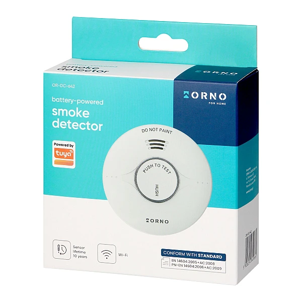 Αυτόνομος Ανιχνευτής Καπνού Tuya Smart Wi-Fi λευκός Μπαταρίας 2xAA OR-DC-642 Orno