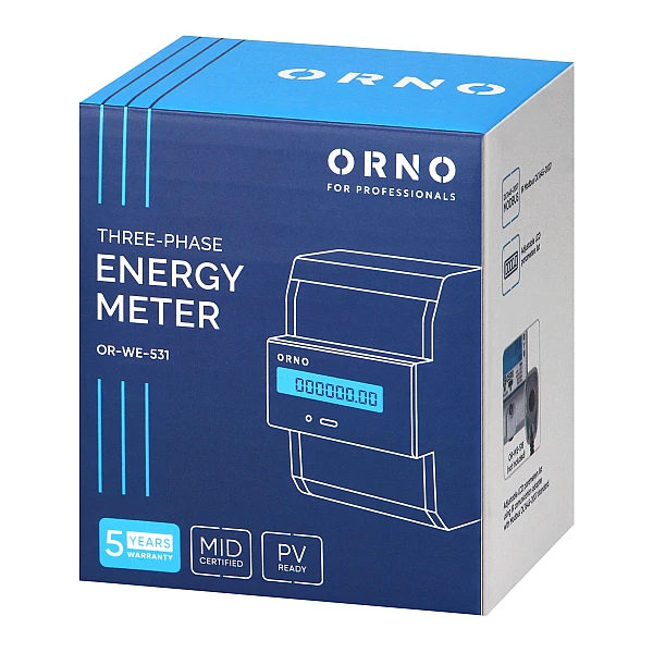 ORNO Τριφασικό Κιλοβατοωρόμετρο - Μετρητής ενέργειας ράγας Ψηφιακός 3Φ  / 400V OR-WE-531