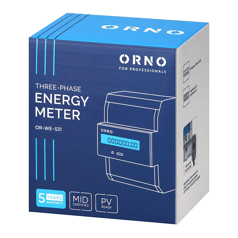 ORNO Τριφασικό Κιλοβατοωρόμετρο - Μετρητής ενέργειας ράγας Ψηφιακός 3Φ  / 400V OR-WE-531