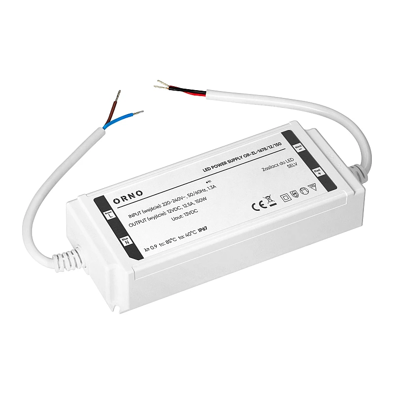 Τροφοδοτικό ταινίας Led 150W 12V 12.5A Αδιάβροχο IP67 OR-ZL-1678/12/150 ORNO