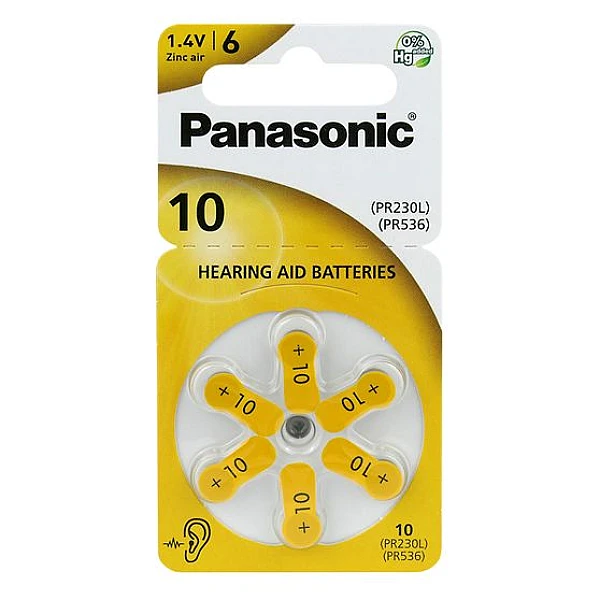 Panasonic μπαταρίες ακουστικών Βαρηκοΐας 1,4V Zinc Air Type 10/PR70 blister 6 τεμαχίων