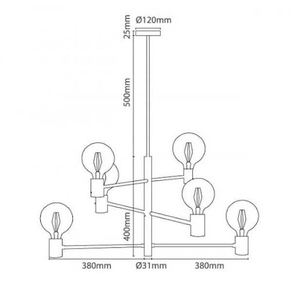 Πολύφωτο κρεμαστό φωτιστικό με 6 ντουί E27  Modern 6 Bulb Chandelier VT-7400 V-TAC 3889