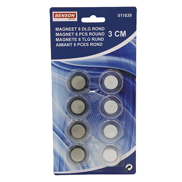 Σετ Μαγνήτες Στρογγυλοί 30mm 8 τεμάχια 011839 BENSON