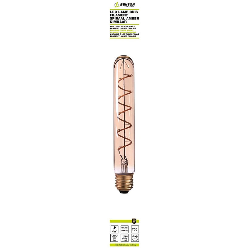 Λαμπτήρας Led E27 T30 4Watt Θερμό λευκό 3000Κ Dimmable Filament 012714 BENSON Λαμπτήρας Led E27 T30 4Watt Θερμό λευκό 3000Κ Dimmable Filament 012714 BENSON
