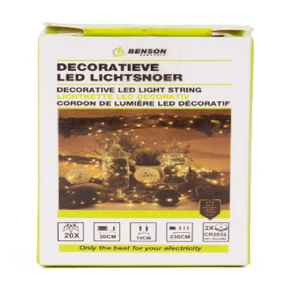 Διακοσμητικά λαμπάκια MICRO LED Μπαταρίας σε Θερμό λευκό 20 τεμ 2.3m 013110 BENSON