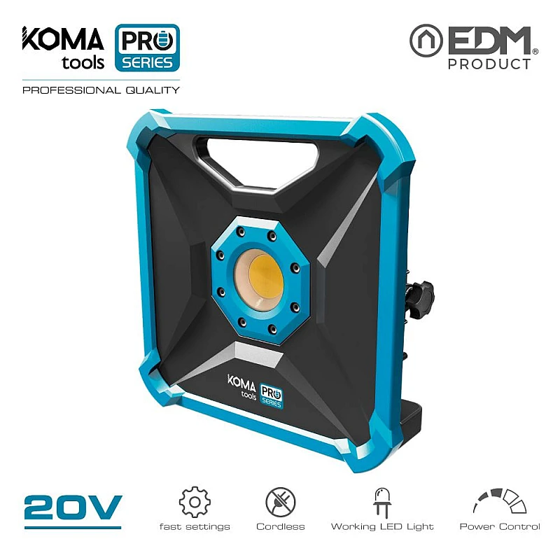 Προβολέας Led μπαταρίας 20W 20V Ιόντων-Λιθίου KOMA TOOLS PRO 08755 EDM Spain Χωρίς Μπαταρία & Φορτιστή Προβολέας Led μπαταρίας 20W 20V Ιόντων-Λιθίου KOMA TOOLS PRO 08755 EDM Spain Χωρίς Μπαταρία & Φορτιστή