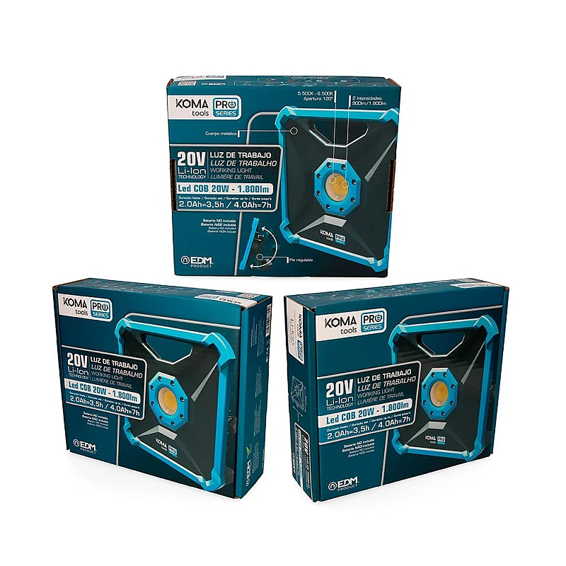Προβολέας Led μπαταρίας 20W 20V Ιόντων-Λιθίου KOMA TOOLS PRO 08755 EDM Spain Χωρίς Μπαταρία & Φορτιστή Προβολέας Led μπαταρίας 20W 20V Ιόντων-Λιθίου KOMA TOOLS PRO 08755 EDM Spain Χωρίς Μπαταρία & Φορτιστή