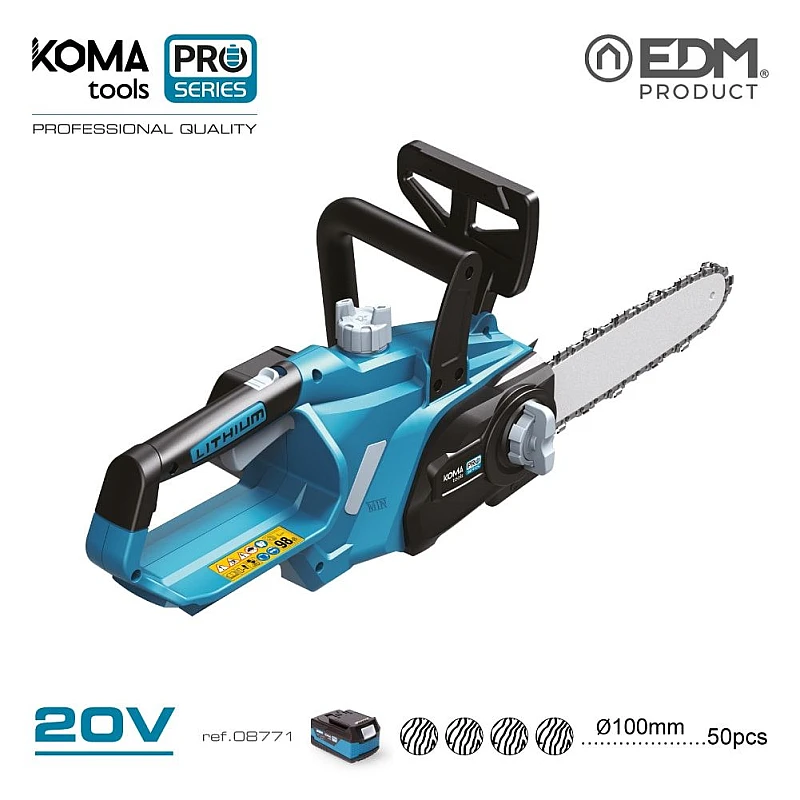 Αλυσοπρίονο Μπαταρίας 20V Ιόντων-Λιθίου KOMA TOOLS PRO 08761 EDM Spain Χωρίς Μπαταρία & Φορτιστή Αλυσοπρίονο Μπαταρίας 20V Ιόντων-Λιθίου KOMA TOOLS PRO 08761 EDM Spain Χωρίς Μπαταρία & Φορτιστή