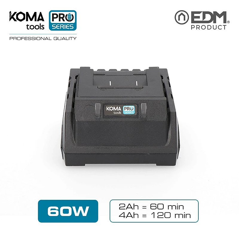 Φορτιστής μπαταρίας ιόντων λιθίου 60W 20V 60 ΛΕΠΤΩΝ KOMA TOOLS PRO 08772 EDM Spain Φορτιστής μπαταρίας ιόντων λιθίου 60W 20V 60 ΛΕΠΤΩΝ KOMA TOOLS PRO 08772 EDM Spain