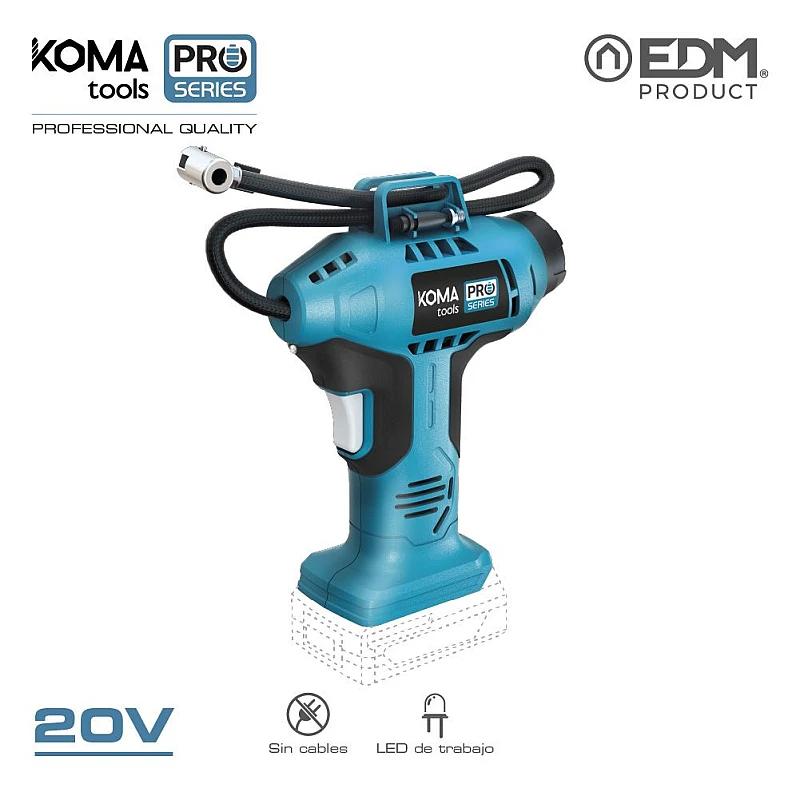 Τρόμπα Αυτοκινήτου Air Compressor 160PSI μπαταρίας 20V Ιόντων-Λιθίου KOMA TOOLS PRO 08782 EDM Spain Χωρίς Μπαταρία & Φορτιστή Τρόμπα Αυτοκινήτου Air Compressor 160PSI μπαταρίας 20V Ιόντων-Λιθίου KOMA TOOLS PRO 08782 EDM Spain Χωρίς Μπαταρία & Φορτιστή