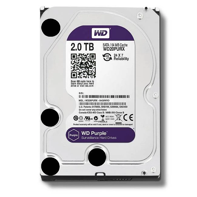 HDD WESTERN DIGITAL WD20PURX PURPLE SURVEILLANCE HARD DRIVE 2TB 3.5'' SATA3 HDD WESTERN DIGITAL WD20PURX PURPLE SURVEILLANCE HARD DRIVE 2TB 3.5'' SATA3