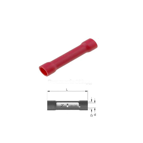 Μούφα για κως με μόνωση 0,5-1,5mm² κόκκινο BV1.25 100 τεμάχια OEM