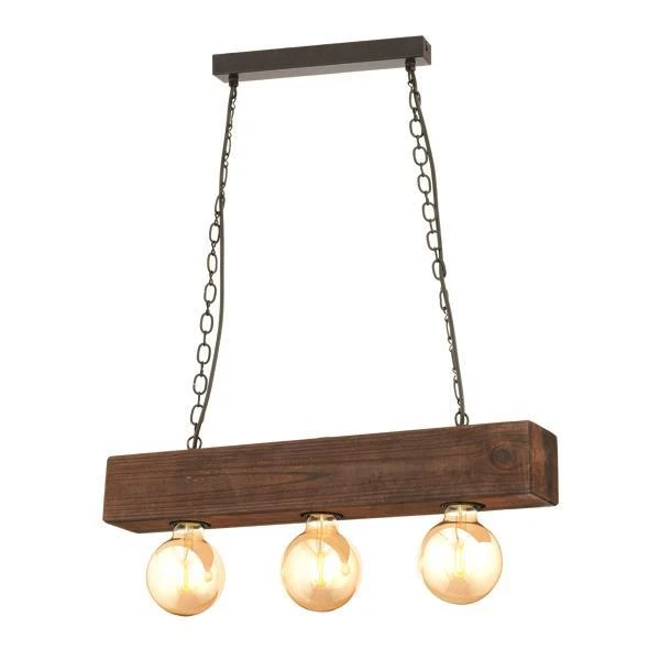 Φωτιστικό Οροφής Κρεμαστό 3φωτο Ξύλινο με μέταλλο NOSTOS 145-23803 Eurolamp