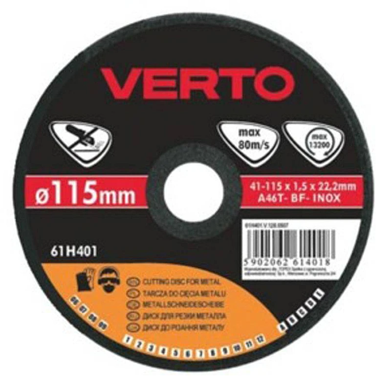 Δίσκος κοπής METAL / INOX 115*1.0*22.2mm 61H404 VERTO Δίσκος κοπής METAL / INOX 115*1.0*22.2mm 61H404 VERTO