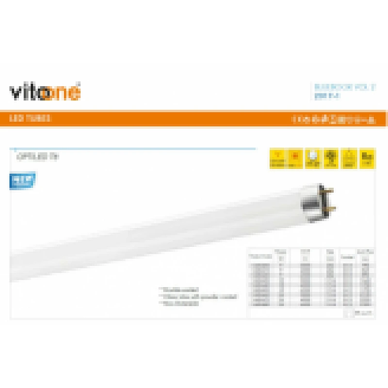 T8 Λαμπτήρας LED Φθορίου 9Watt 230V 0.6m Ψυχρό λευκό 6500K OPTILED 1600420 Vitoone