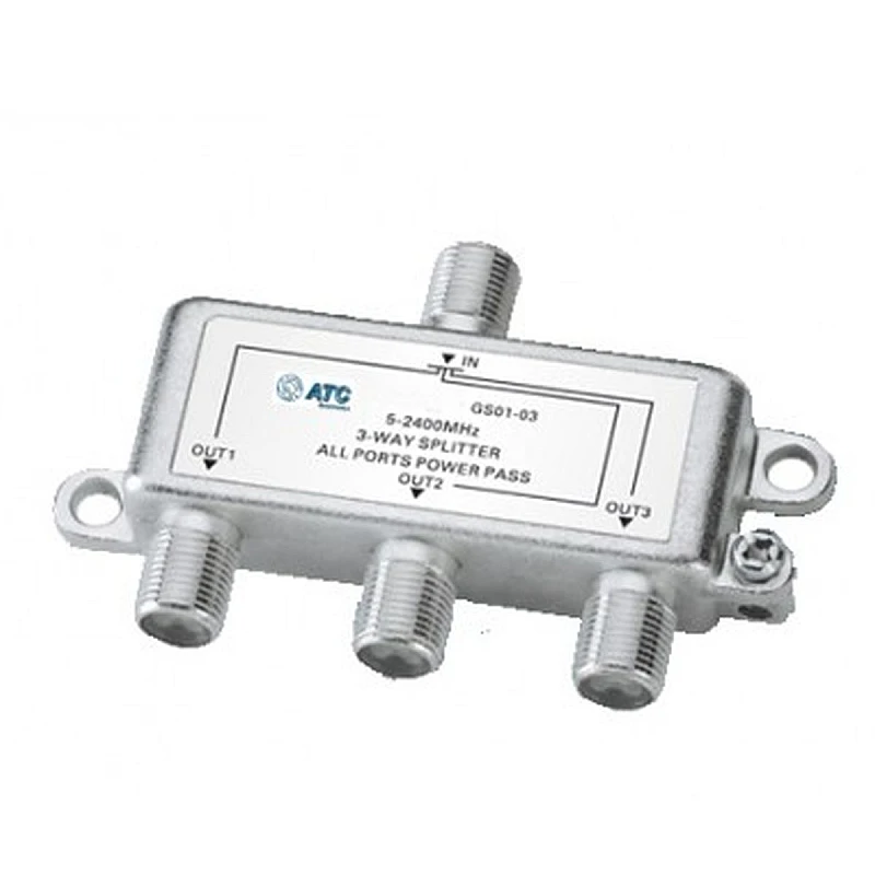 3-way splitter TV/SAT επίγειου και δορυφορικού σήματος 3 Εξόδων 5-2400Mhz ATC 3-way splitter TV/SAT επίγειου και δορυφορικού σήματος 3 Εξόδων 5-2400Mhz ATC