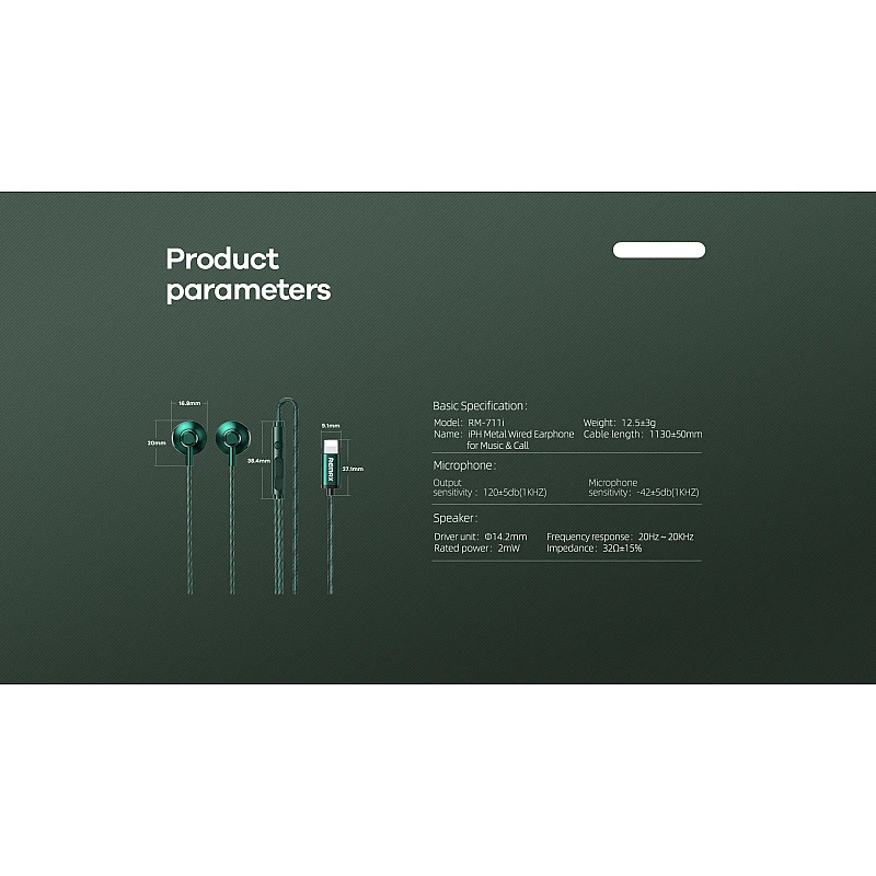 Remax RM-711i In-ear Handsfree με Βύσμα Lightning Μαύρο Ακουστικά με μικρόφωνο Remax RM-711i In-ear Handsfree με Βύσμα Lightning Μαύρο Ακουστικά με μικρόφωνο
