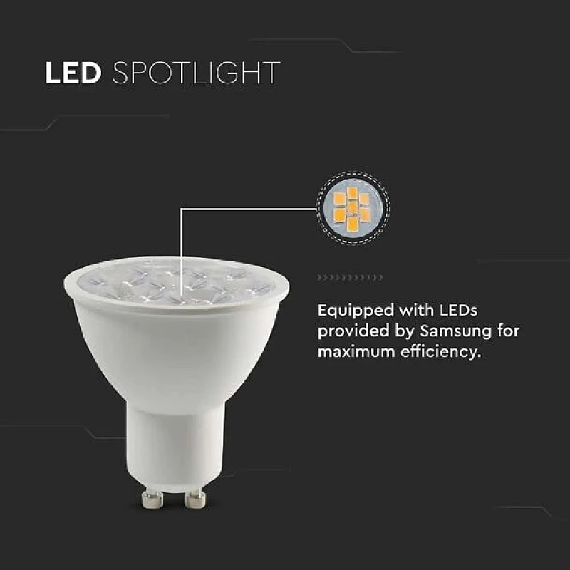 Λαμπτήρας SAMSUNG LED σπότ 6 W GU10 θερμό λευκό 3000K 10 μοίρες V-TAC 2120026 Λαμπτήρας SAMSUNG LED σπότ 6 W GU10 θερμό λευκό 3000K 10 μοίρες V-TAC 2120026