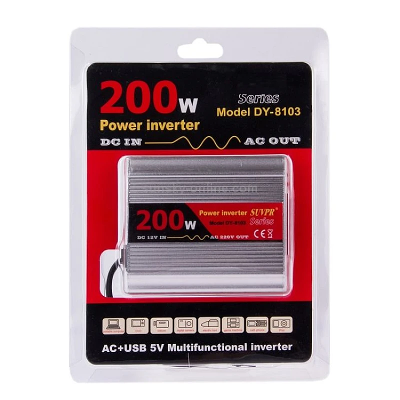 DY-8103 Inverter 12V DC ΣΕ 230V AC 200Watt USB OEM DY-8103 Inverter 12V DC ΣΕ 230V AC 200Watt USB OEM
