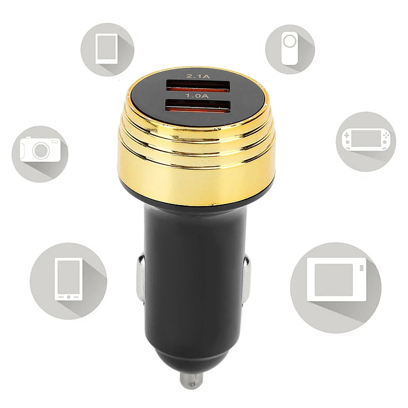 C71 Φορτιστής αυτοκινήτου car charger 2 usb 2.1A quick charge σε μαύρο χρώμα OEM
