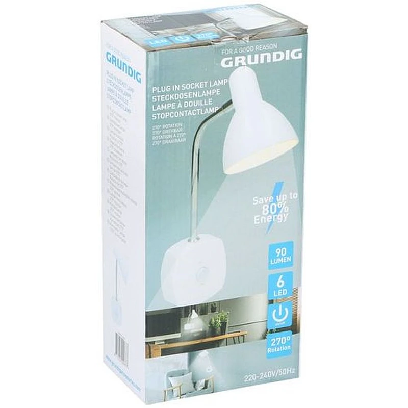 GRUNDIG 09987 Φωτιστικό πρίζας LED περιστροφή 270° λευκό GRUNDIG 09987 Φωτιστικό πρίζας LED περιστροφή 270° λευκό
