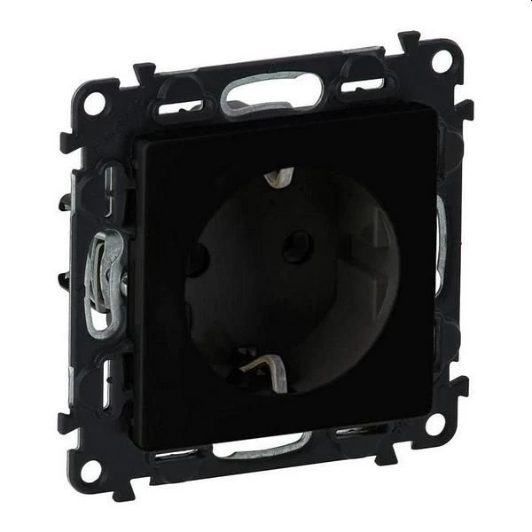 LEGRAND Valena Life Πρίζα Σούκο Ασφαλείας χωνευτή 16A 250V Μαύρο με αυτόματους ακροδέκτες 756320