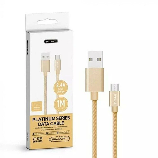 Καλώδιο Φόρτισης και μεταφοράς δεδομένων PLATINUM Series USB Type C 1m χρυσό VT-5334 V-TAC 8493