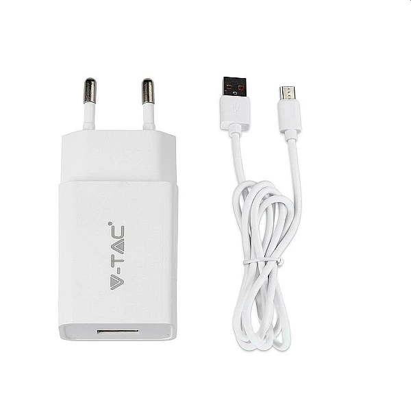 Ταχυφορτιστής για smartphones 5V/2.1A με Micro USB Λευκός VT-5371 V-TAC 8645