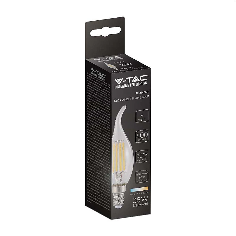 Λαμπτήρας Led E14 C35 φλόγα 4Watt Ψυχρό λευκό 6500K Κεράκι Filament VT-1997 214430 V-TAC Λαμπτήρας Led E14 C35 φλόγα 4Watt Ψυχρό λευκό 6500K Κεράκι Filament VT-1997 214430 V-TAC
